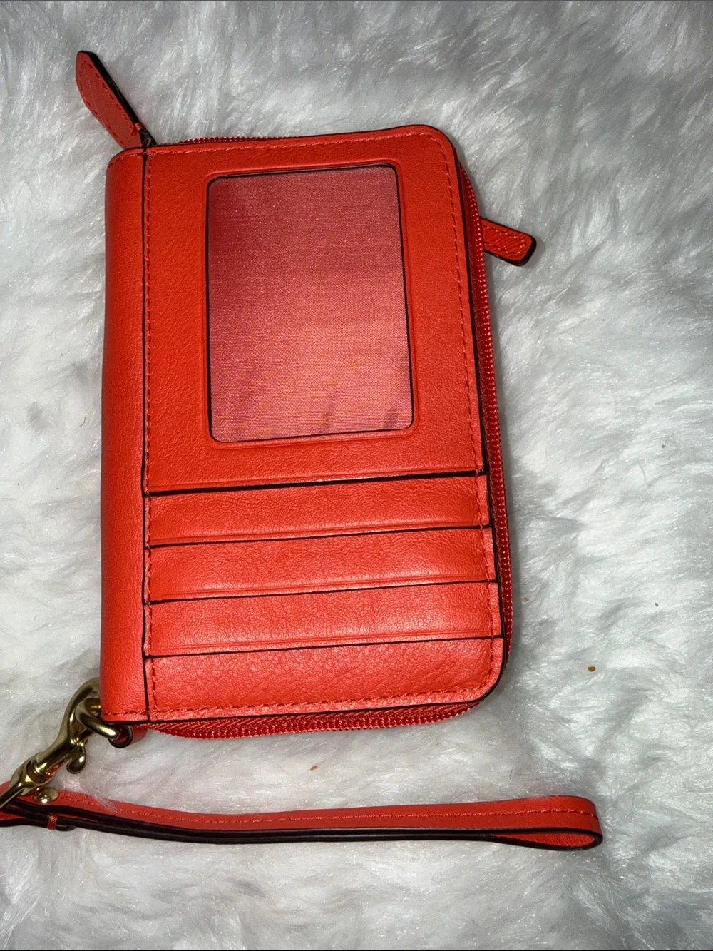Orange Leather Wristlet Phone Crossbody - Unbranded